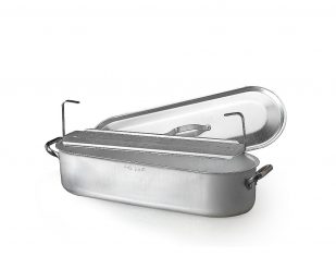 Fiskgryta i aluminium med rister/lock, Ø 60x17 cm, Agnelli