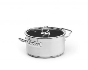 Kittel i rostfritt med glaslock, non stick  3l, Ø 20 cm, Patina