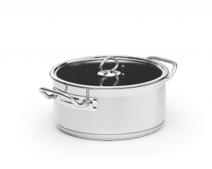 Kittel i rostfritt med glaslock, non stick  4l, Ø 24 cm, Patina