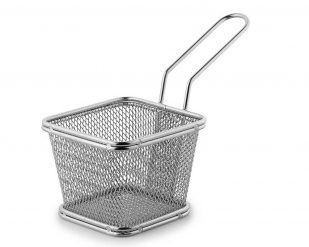 Minifrityrkorg i rostfritt stål, konisk stapelbar, 100x100xH80mm, Patina