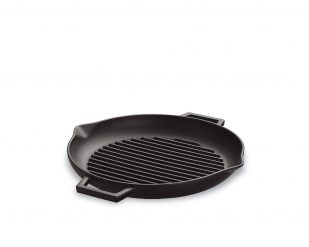 Grillpanna, rund, räfflad, mattsvart, Ø  30cm, Agnelli