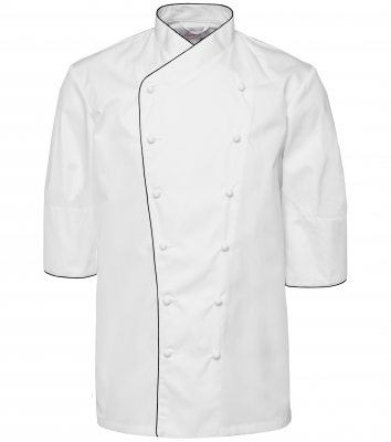 Kockrock, kort ärm (Vit Med Svart Passpoal), Segers