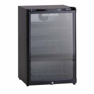 Kylskåp med glasdörr, svart utförande, 126 L, Scancool