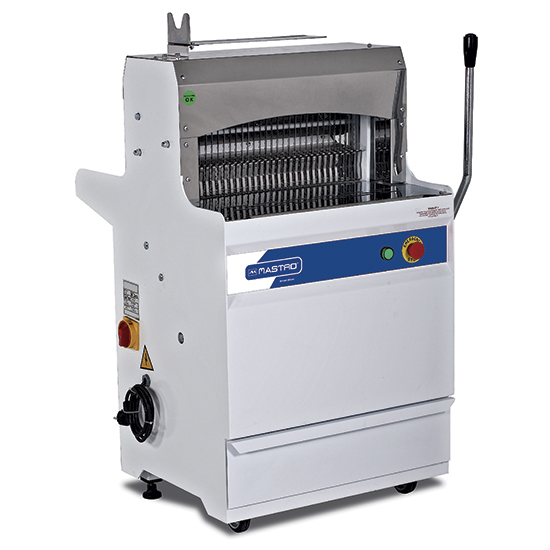 Manuell brödskivare på hjul, 10 mm tjocklek med 30 blad, Mastro Manuell brödskivare på hjul, 10 mm tjocklek med 30 blad, Mastro