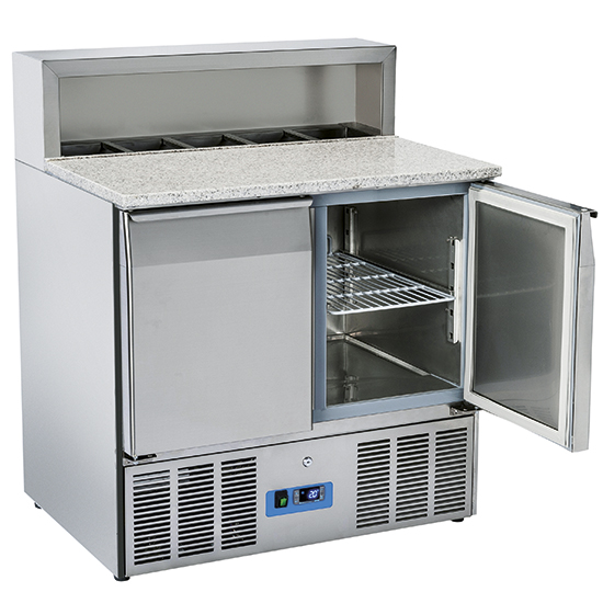 Pizzabänk med 3 dörrar GN 1/1, 8 GN 1/6, 402 L, Mastro