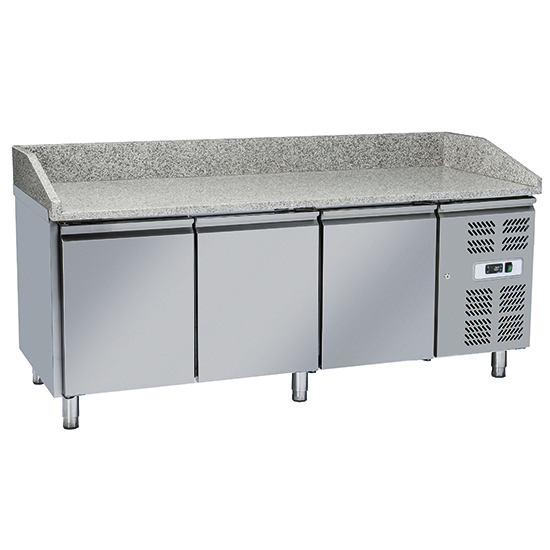 Pizzabänk GN 1/1 med kylbrunn, 3 dörrar, 260 L, Tefcold