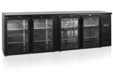 Barkyl med insida i rostfritt stål, 4 hängda glasdörrar, höjd 86 cm, 630 L, Tefcold