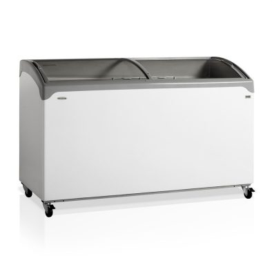 Glassfrys med vinklad ovandel och välvda skjutlock, 475 L, Tefcold