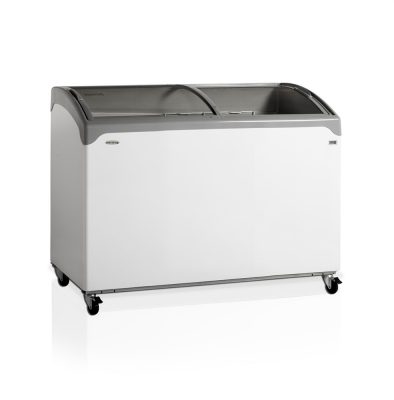 Glassfrys med vinklad ovandel och välvda skjutlock, 388 L, Tefcold