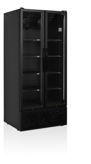 Kylskåp med hängda glasdörrar, svart, 535 L, Tefcold